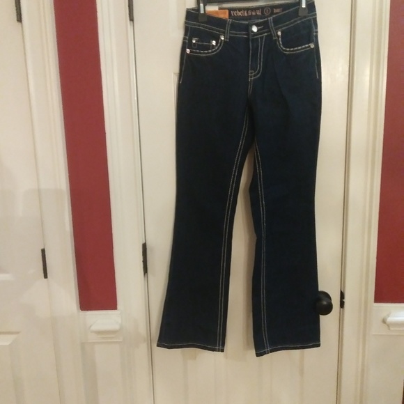 Rebel & Soul Bootcut Jeans with Embellishment New - Picture 2 of 3